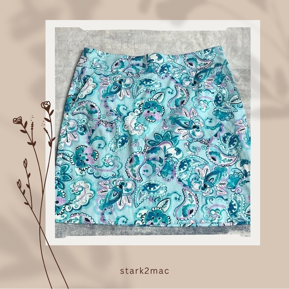 (098)Talbots Blue and Purple Midi Skirt